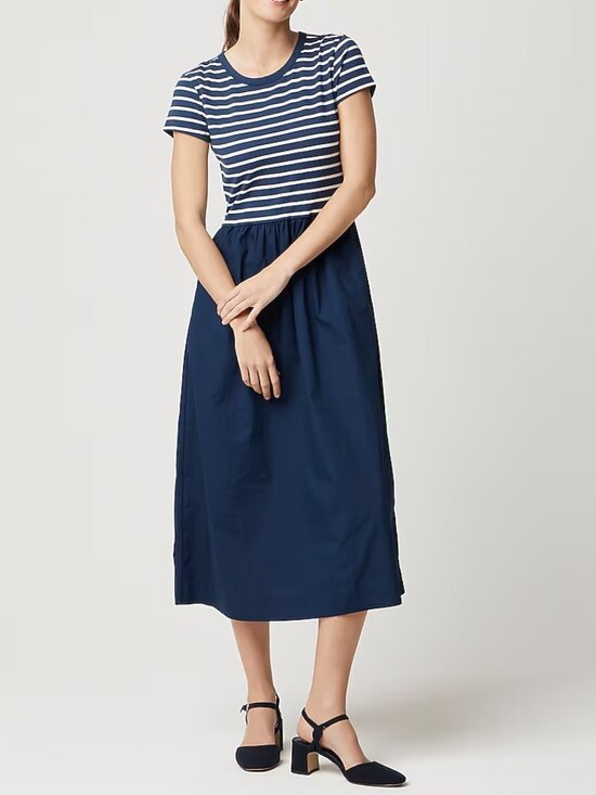 J. Crew Factory Dresses & Skirts - J. Crew Petite Striped Short Sleeve Knit Mixy Midi Dress Size MP NWT